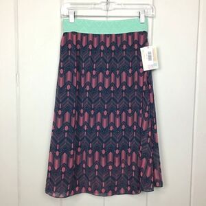 LulaRoe Lola Skirt NWT Turquoise & Pink Lined Skirt, Size XS